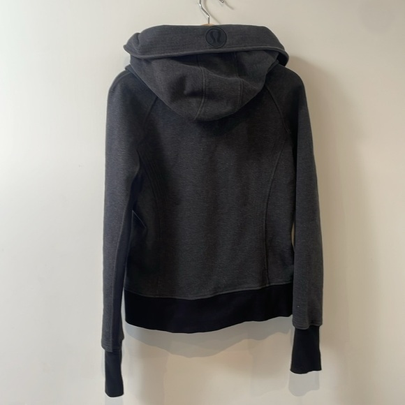 Lululemon Women’s Scuba Hoodie Detachable Hood 10 Heathered Black cotton fleece - Picture 8 of 15